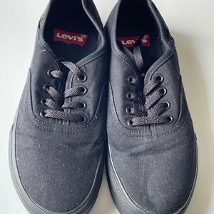 Black Levi Strauss Sneakers Canvas Lace Up